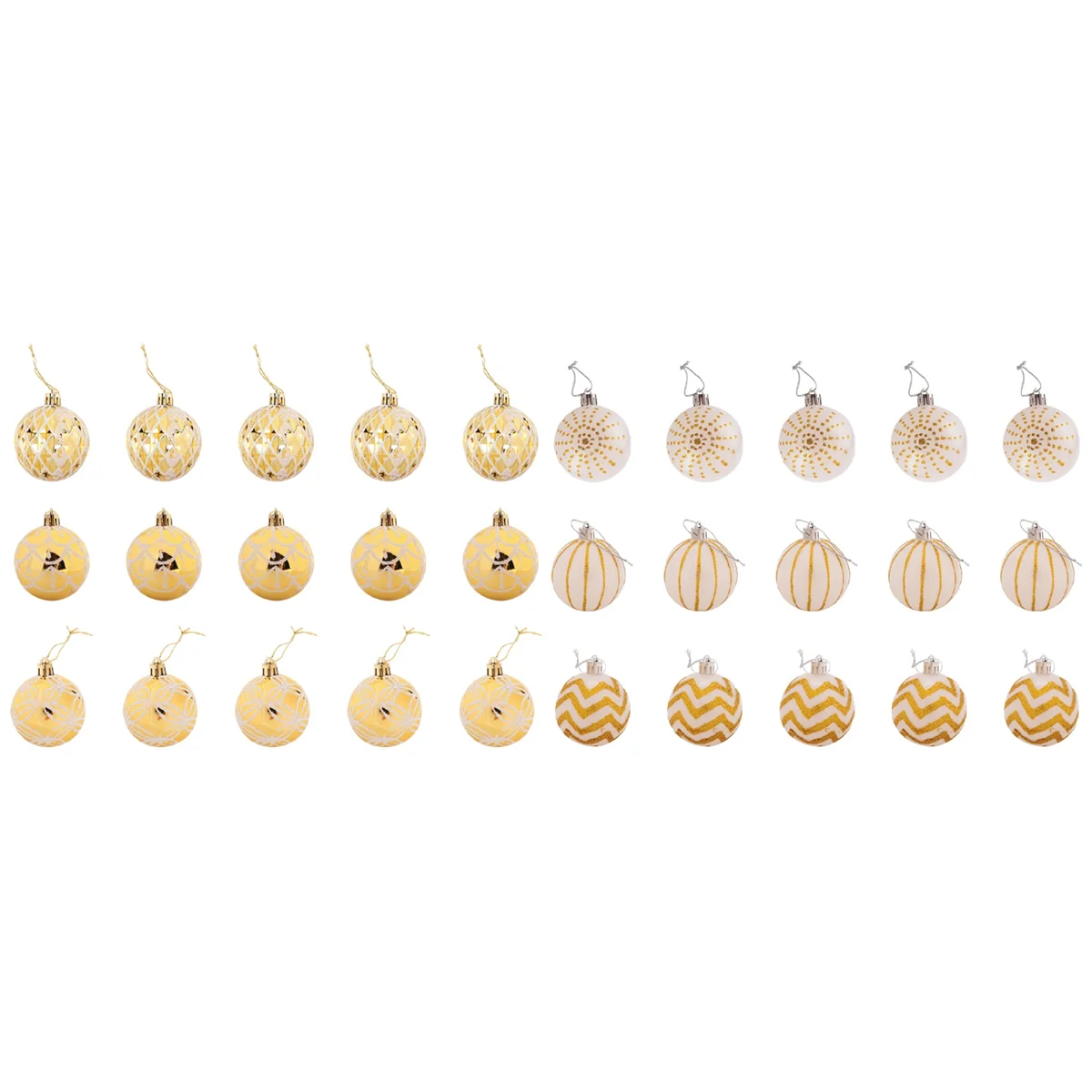 ABQR 30 pièces décor d'arbre de noël haute qualité boule d'or blanc ornement boule de fête boule suspendue pour décorations de noël à la maison