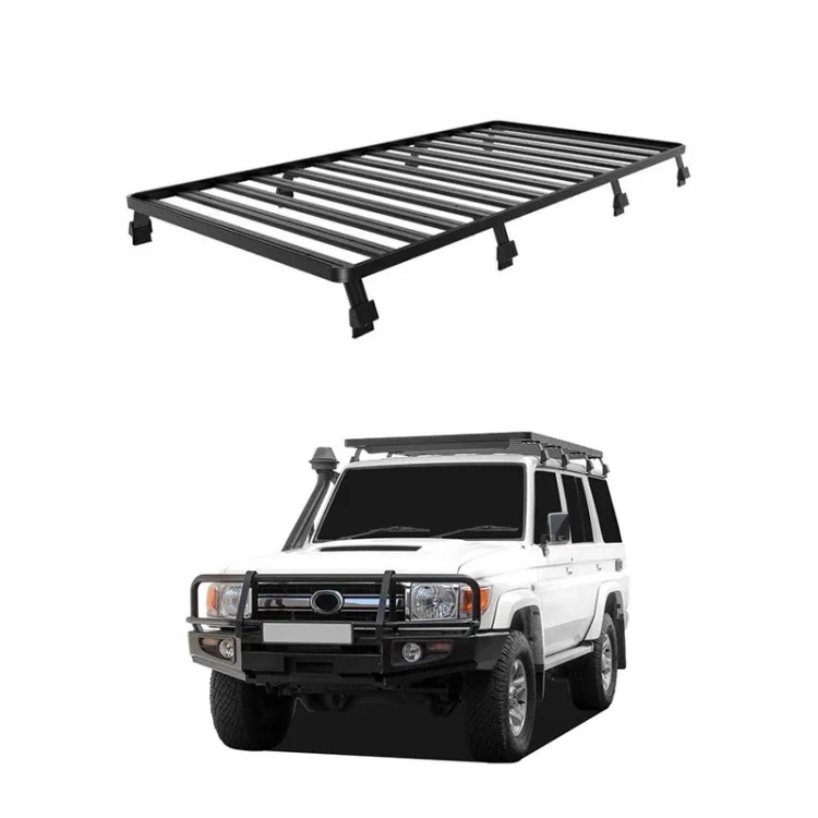 

4x4 Accessories Roof Rack Aluminum Alloy Luggage Rack With Cross Bar for Toyota LC76 Full Top Luggage Carrier Platform