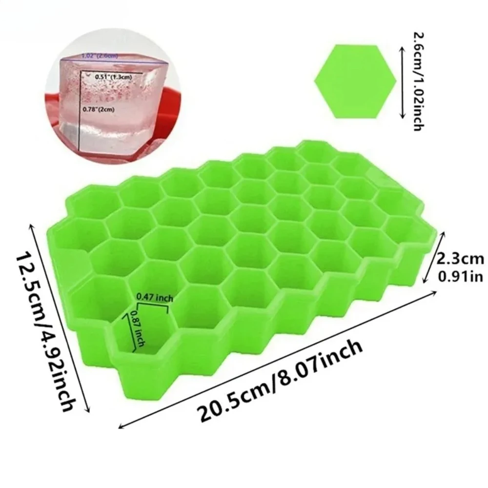 37 Compartment Honeycomb Ice Compartment Molds Jelly Ice Cube Tray with Lid Honeycomb Ice Box Moulds