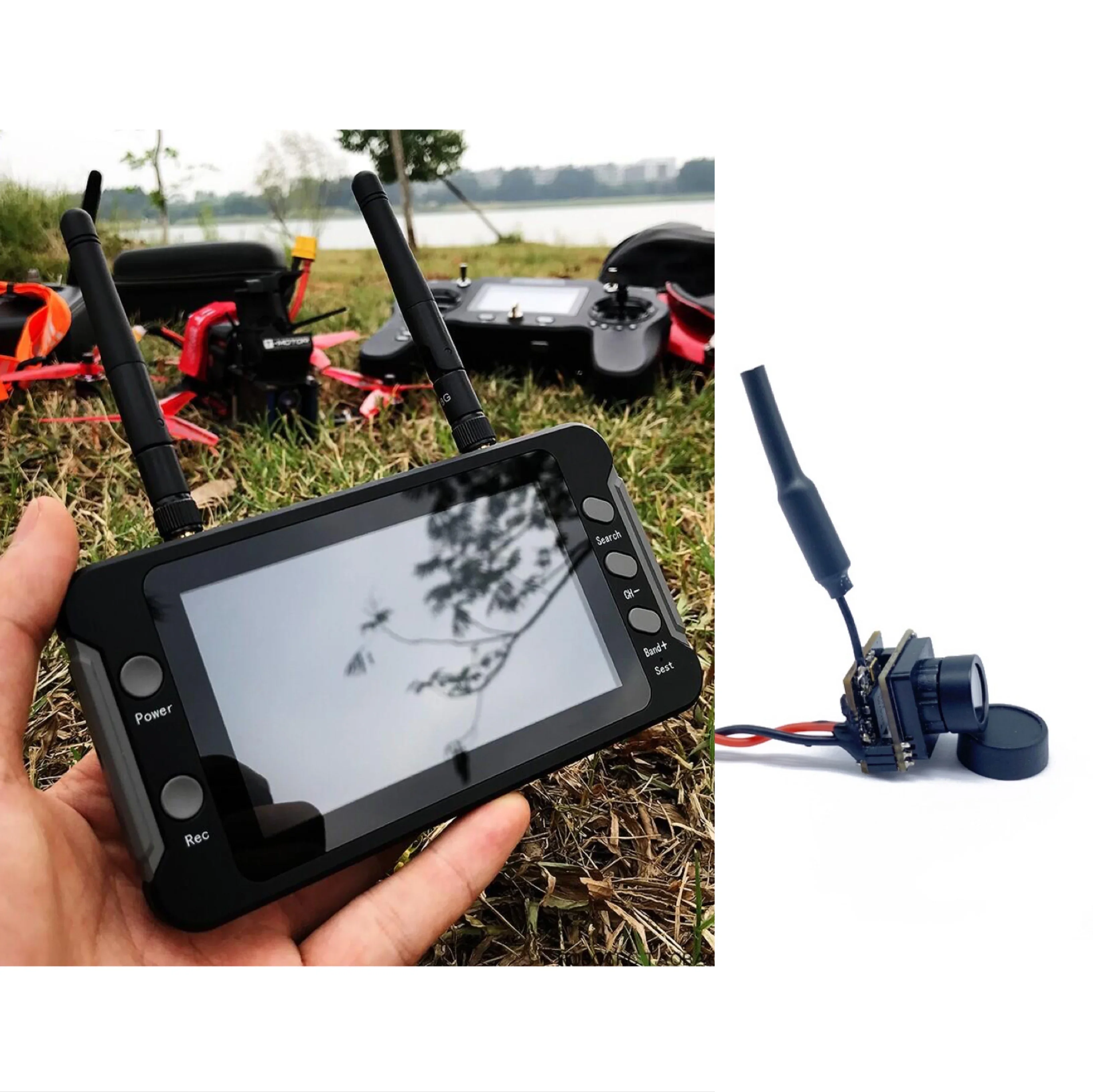 Moniteur FPV 5.8G avec DVR 40CH 4.3 pouces, écran LCD 16:9 NTSC/PAL, recherche automatique vidéo statique pour RC Multicopter FPV Drone Part