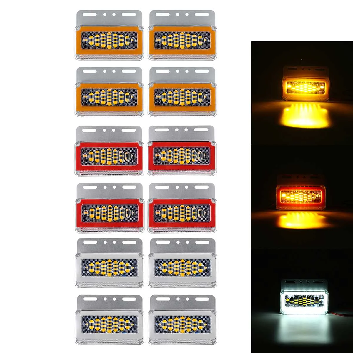 4/8/12x 45 LED Dynamic Side Marker Clearance Light Turn Signal Warning Indicator Lamp with Puddle Light for Trailer Truck Lorry