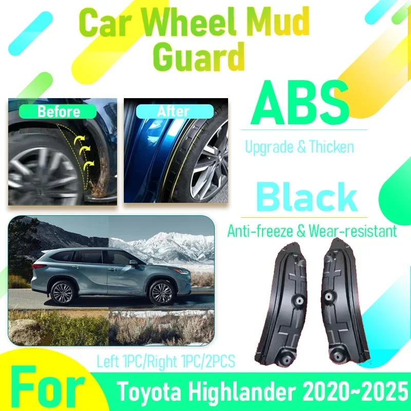 Car Mudguards For Toyota Highlander XU70 Crown Kluger 2020-2025 Antifreeze Mud Fender Flare Mudflaps Left Right Auto Accessories