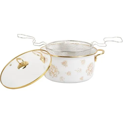 Acar Spring Qualita Glass Lid Enamel Frying Pan-22 cm