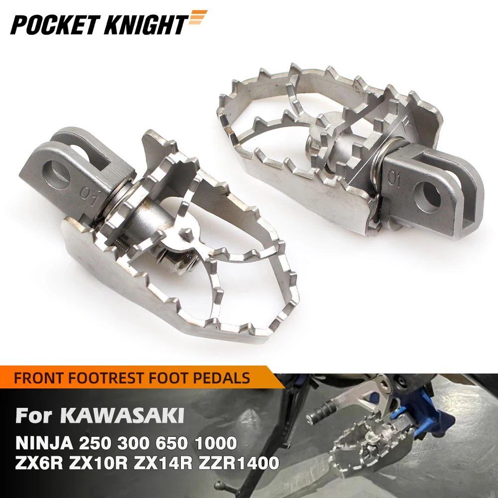 For KAWASAKI NINJA 250 300 650 1000 Versys X300 ZX6R ZX10R ZX14R ZZR1400 Motorcycle Front Footrest Foot Pegs Pedal Foot Support