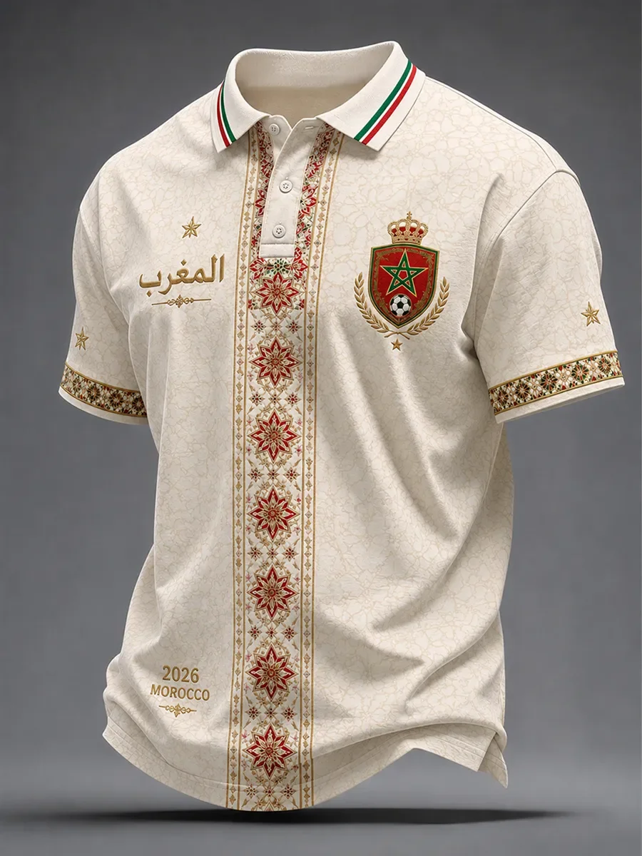 2026 Model Moroccan Fan Football Polo Shirt - 3D Print - Comfortable and Breathable - Suitable for Both Men and Women