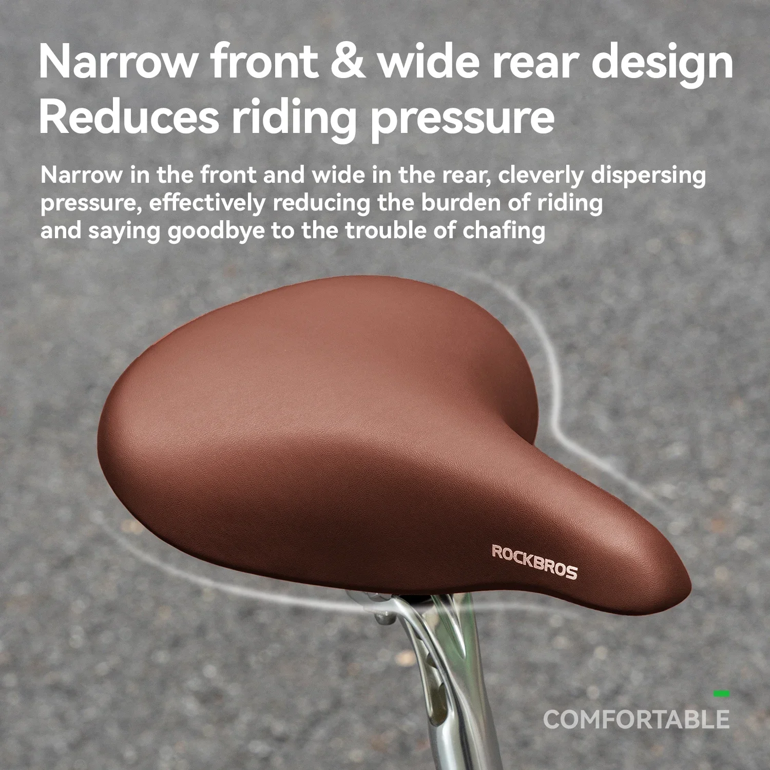 ROCKBROS Parts Vintage Bicycle Cushion Men's and Women's Comfortable Saddle Vintage City Bicycle Wide Soft Leather Bicycle Seat view 3