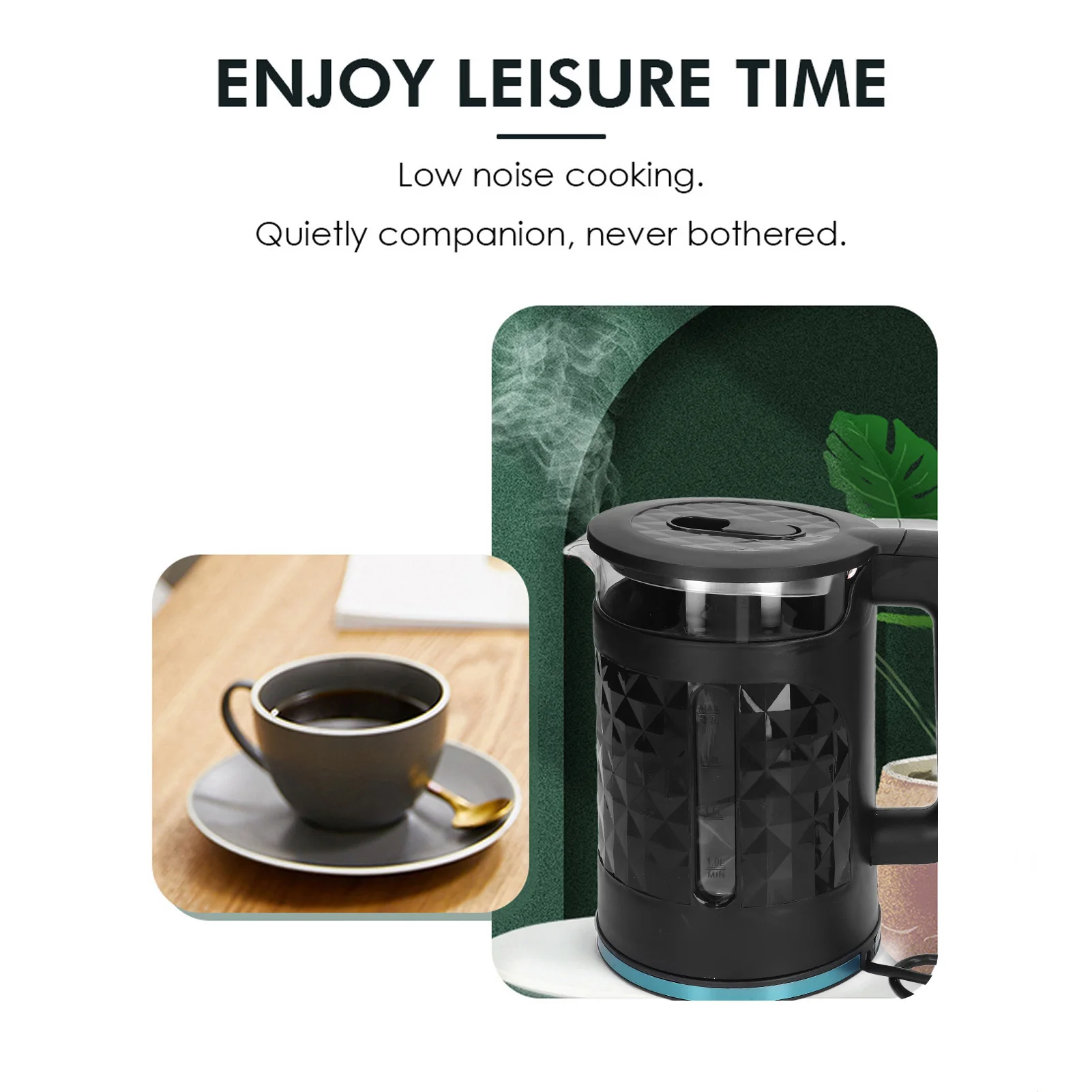 Chaleira elétrica de ebulição rápida 1500W 2 3L de grande capacidade com janela de nível de água segura desligamento automático e proteção contra fervura a seco