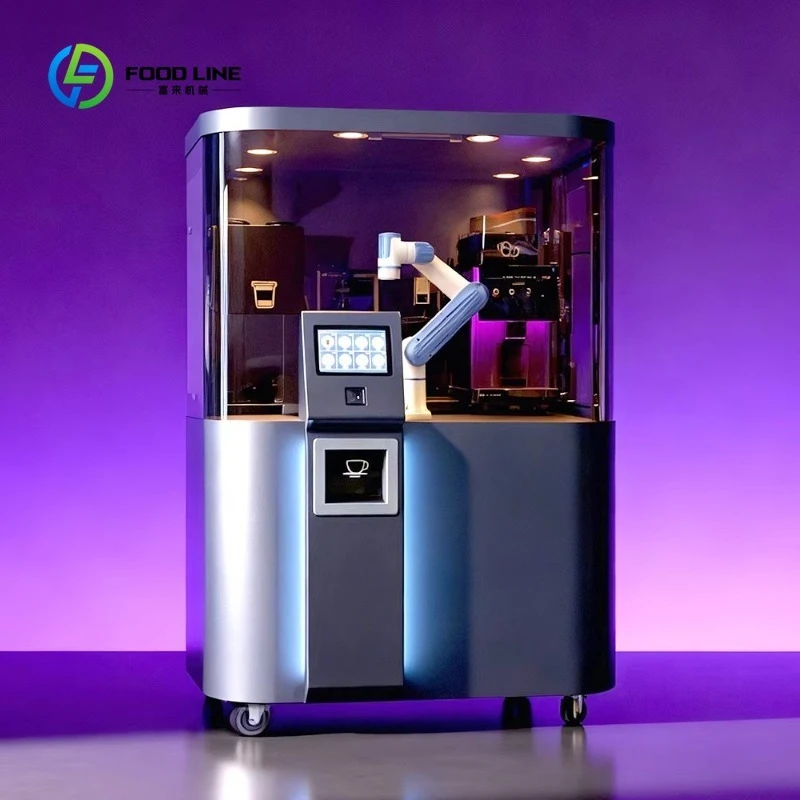 Customized Automatic AI Barista Robot Coffee Kiosk Outdoor Waterproof 24/7 Unmanned For Mall Plaza Gas Station