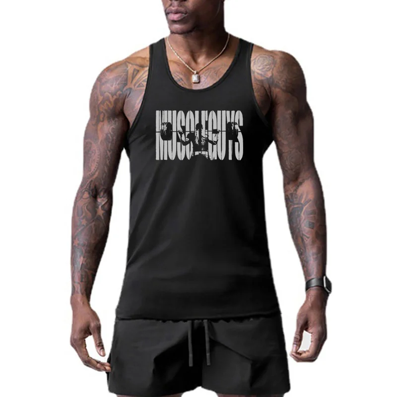 

Mens Fashion Street Style Gym Workout Casual Sports Quick Dry Tank Top Mesh Vest Brand Breathable Slim Sleeveless Singlets