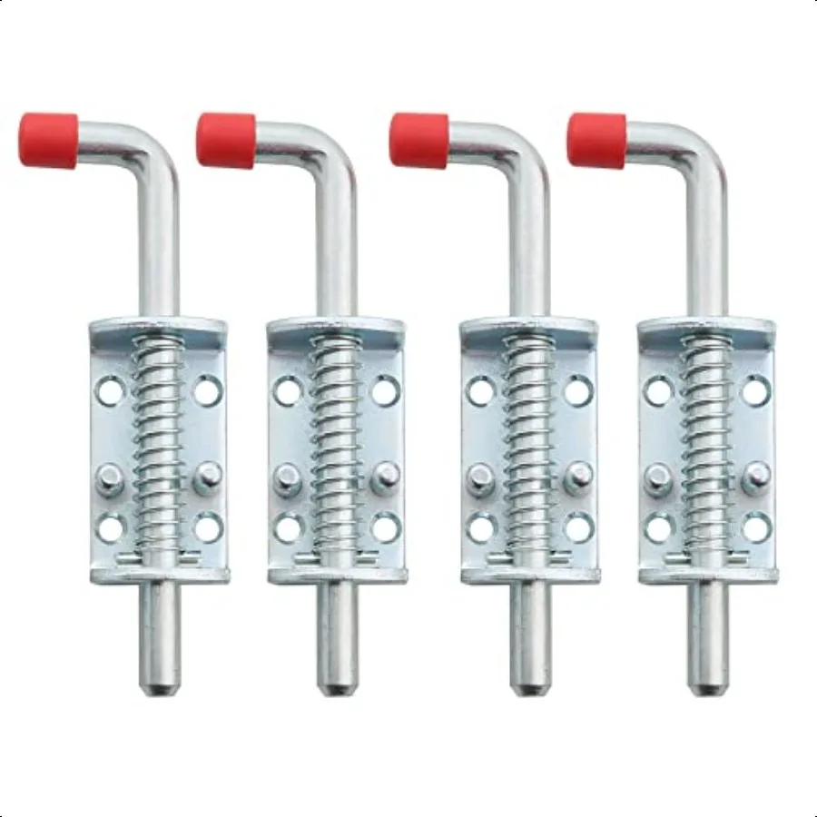 Kunci Logam Model Barrel Bolt dengan Pegas Pengunci 6.5 inci Panjang dengan Pegangan, Tugas Berat untuk Gerbang, Pintu Gudang, Pintu Belakang Trailer, Garasi, 4 Ukuran