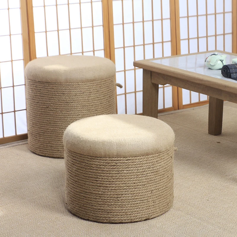 Adult-Seated Floor Seat Decor‌ Natural Jute Handwoven Pouf Ottoman - Round Comfy Cushion for Living Room Balcony,