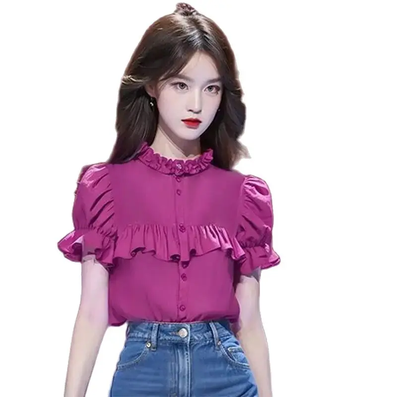 Korea Fashion Pink Shirts Ropa De Mujer Summer New Versatile Popular Unique Chic Short Sleeve E Blusas Loose Tops