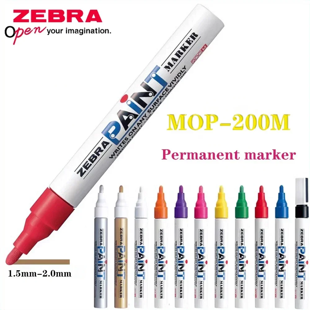 

1PC Japan ZEBRA Permanent Color Markers MOP-200M Quick Dry Waterproof Tire Plating Repaint Graffiti School Art Stationery