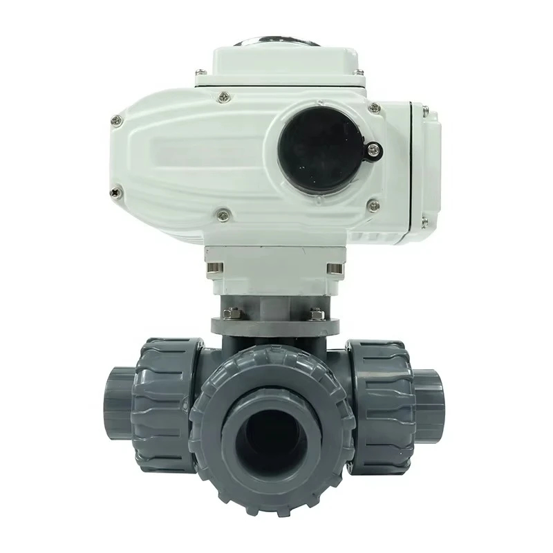 

4-20mA Plastic Motorized PVC 3 Way Ball Valve 220V DN50 on Off Type Electric Actuator 3 Way PVC CPVC Ball Valve Double Union