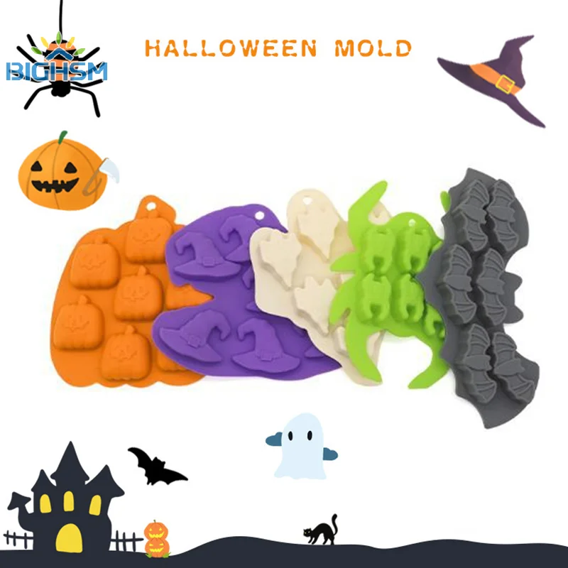 Halloween Silicone Mold Ghost Pumpkin DIY Halloween Chocolate Candy Baking Molds Ice Cube Mold Pudding Cake Dessert Decoration