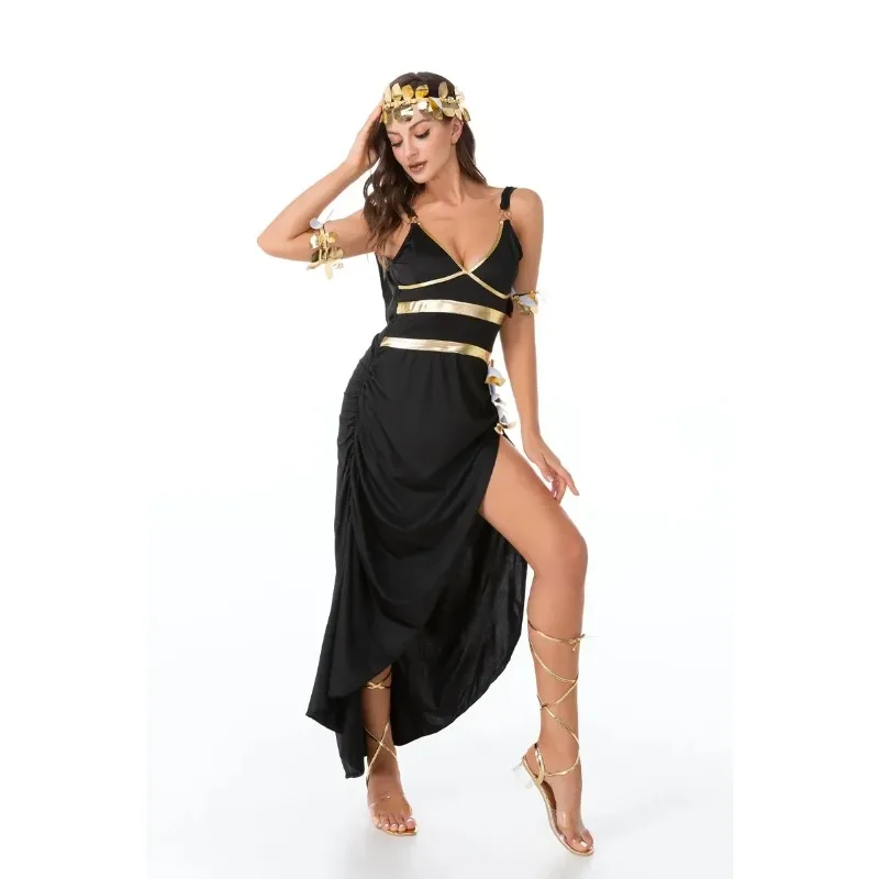 Women's Medieval Greek Goddess Athena Costume Arab Queen Cleopatra Outfit Cosplay Halloween Party Fancy Dress - view 4