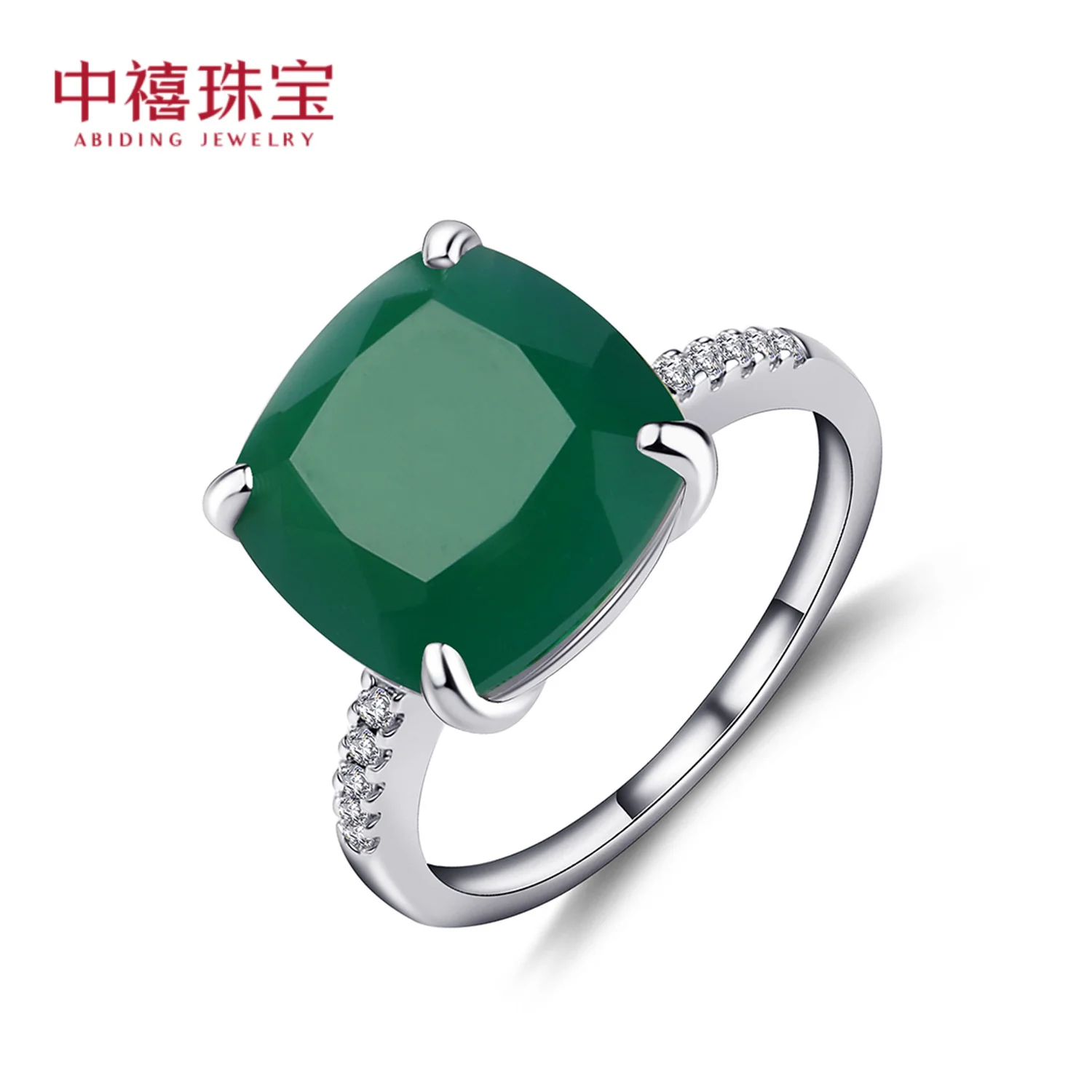 Luxury brand genuine real jewels Design Sense Set Natural Green Agate Personality Style s925 Sterling Silver Inlaid Large Ring h