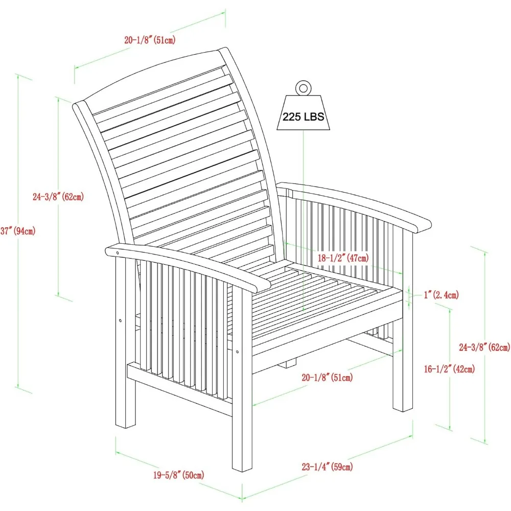 Recliner Brown Foldable Chair Folding Set of 2 Rendezvous Modern 2 Piece Solid Acacia Wood Slat Back Outdoor Dining Chairs Beach