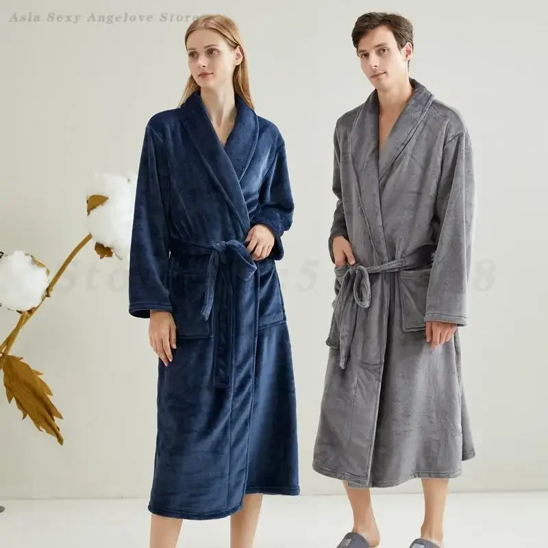 Couples New Flannel Kimono Sleepwear Leopard Bath Robe Nightgown Autumn Winter Lapel Home Wear Pajamas Loungewear Nightwear