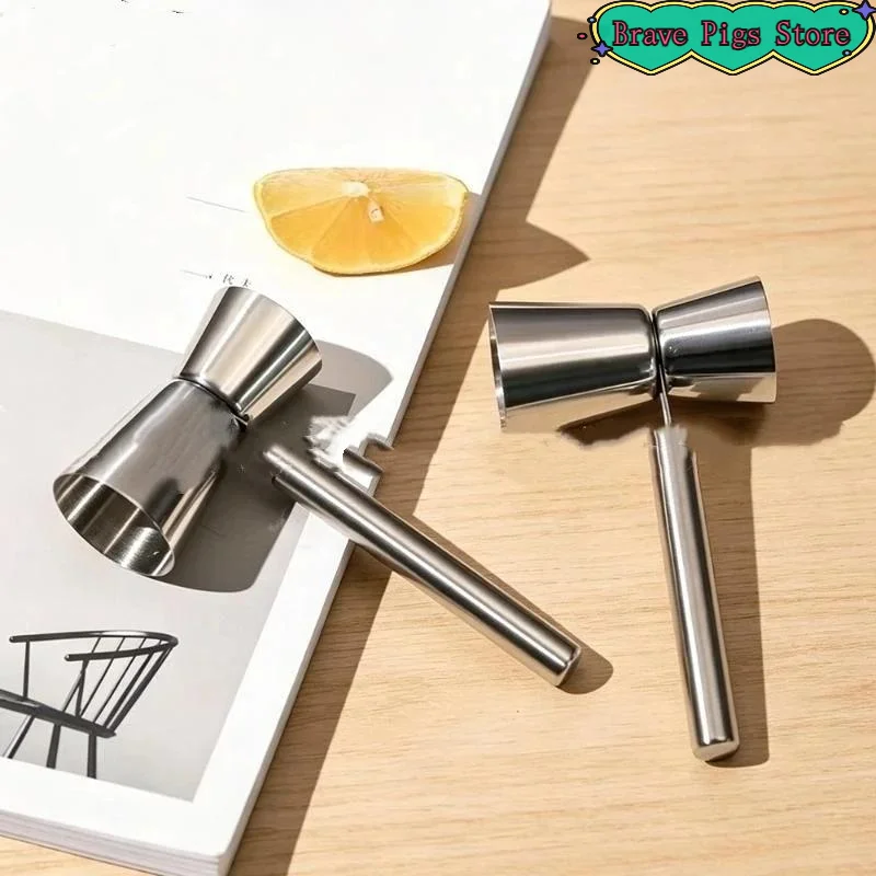[HM]304 Stainless Steel Cocktail Jigger Comfortable Grip With Handle Japanese Measuring Cup Double Headed Anti-Spill[HM]