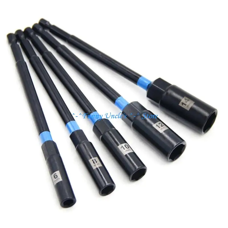 

E7CD 5pcs Long Hexagonal Socket Wrench Set For Pneumatic Screwdriver And Power Tool