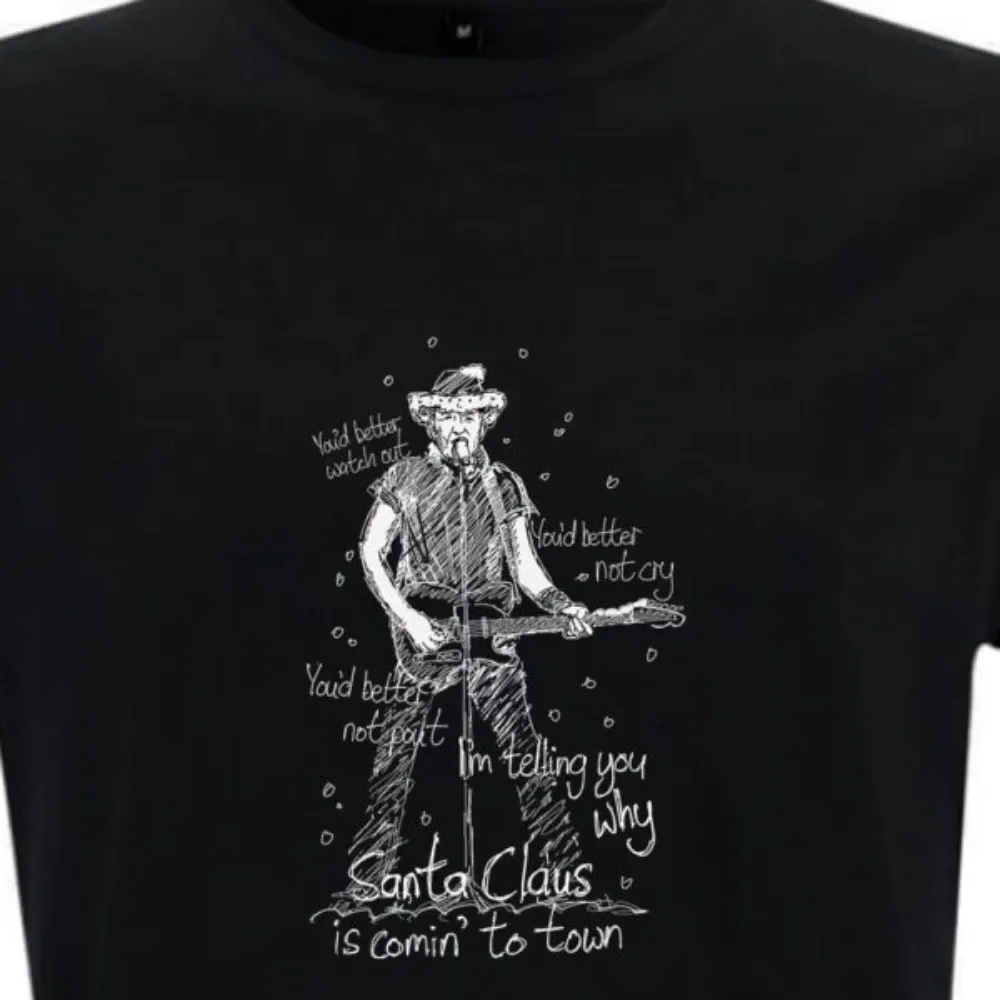 199 44_Bruce_Springsteen_–_Santa_Claus_is_comin'to_townFans تي شيرت بنمط كوميدي مرسومة يدويًا لكل من الرجال والنساء في #2