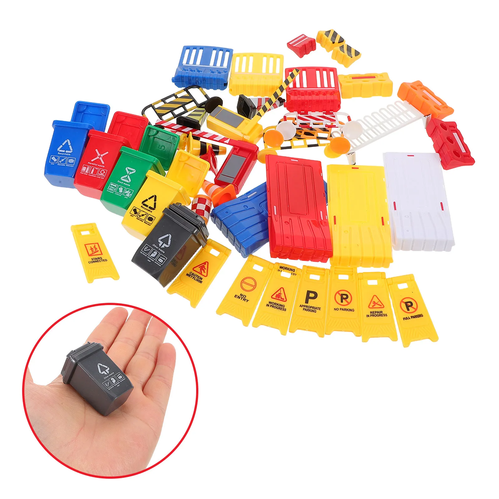 kit-de-sinais-de-transito-para-educacao-infantil-com-40-pecas-conjunto-de-estudo-e-brincadeira-de-seguranca-rodoviaria-em-plastico-realista-mini-cones-de-transito-e-lixeiras-para-criancas