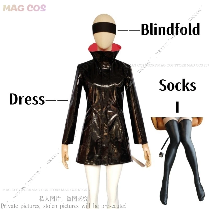 Gojo Satoru Cosplay Costume Wig Genderswap Black Suit Halloween Anime Party Dress For Woman Socks Role Play Sexy Gojo Satoru