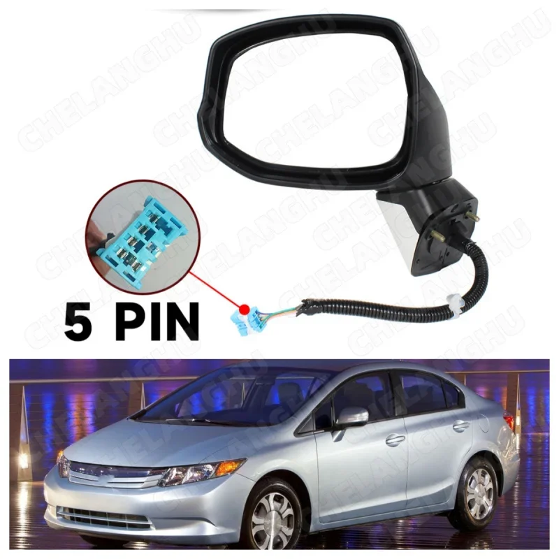 

1Pc For Honda Civic 2012 2013 US Version Left Side 5-Pin Power Adjust Paintable Turn lamp Car-styling Rear Mirror Assembly