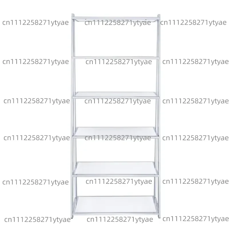 White and chrome 6-layer bookcases, elegant and stylish shelves