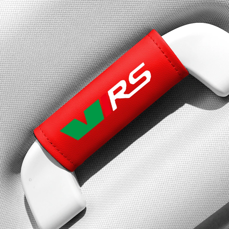 1PC Leather Car Roof Armrest Pull Gloves Door Handle Protection Cover For Skoda VRS Kamiq Kodiaq Karoq RS Fabia