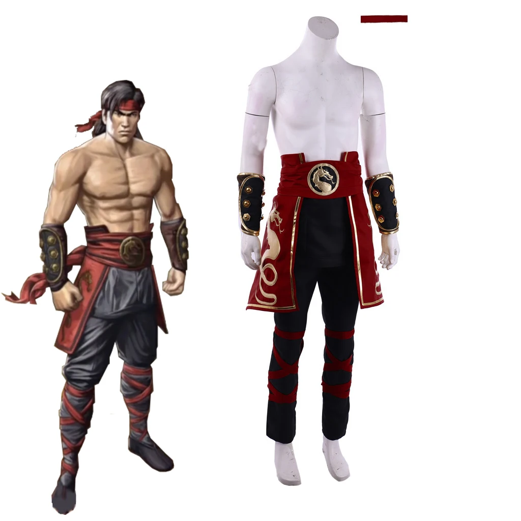 

Liu Kang Косплей Игра Mortal Kombat Взрослые Мужчины Боевые Брюки Униформа Костюм Хэллоуин Карнавал Вечеринка Воин Боевые Наряды