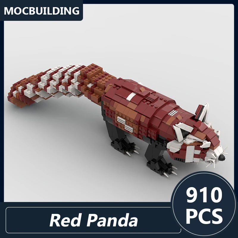레드 팬더 모델 Moc 빌딩 블록 Diy 조립 벽돌 동물 교육 크리 에이 티브 디스플레이 컬렉션 크리스마스 장난감 선물 910PCS