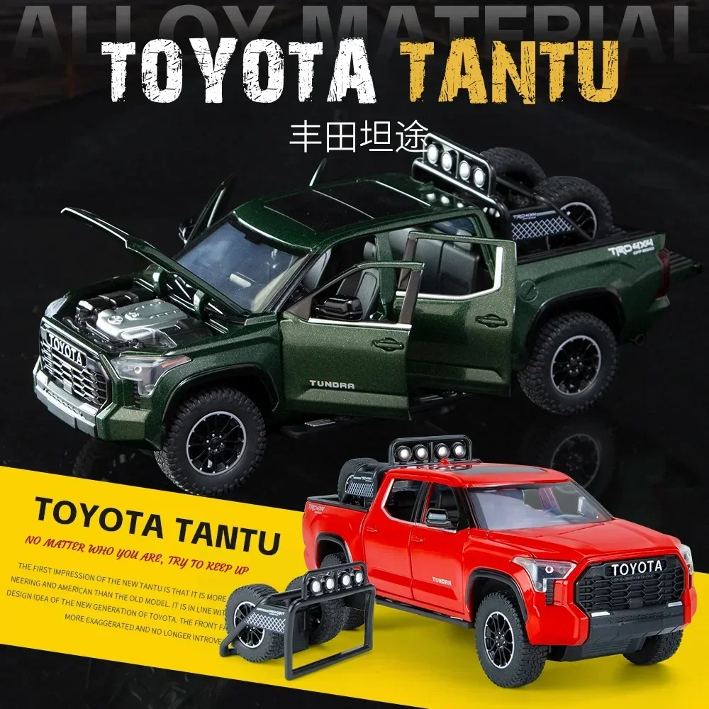 1:24 Toyota Tundra Pickup Off-road vehicle Diecast Metal Alloy Model car Sound Light Pull Back Collection Kids Toy Gifts A591