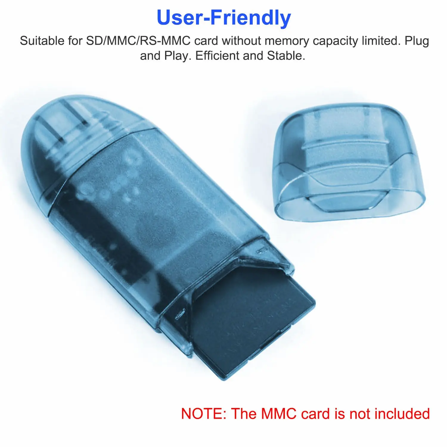 User-friendly USB 2.0 Memory Card Reader for SD/MMC/RS-MMC, High-Speed, Plug & Play, Compatible with Windows/Mac/Linux, Compact