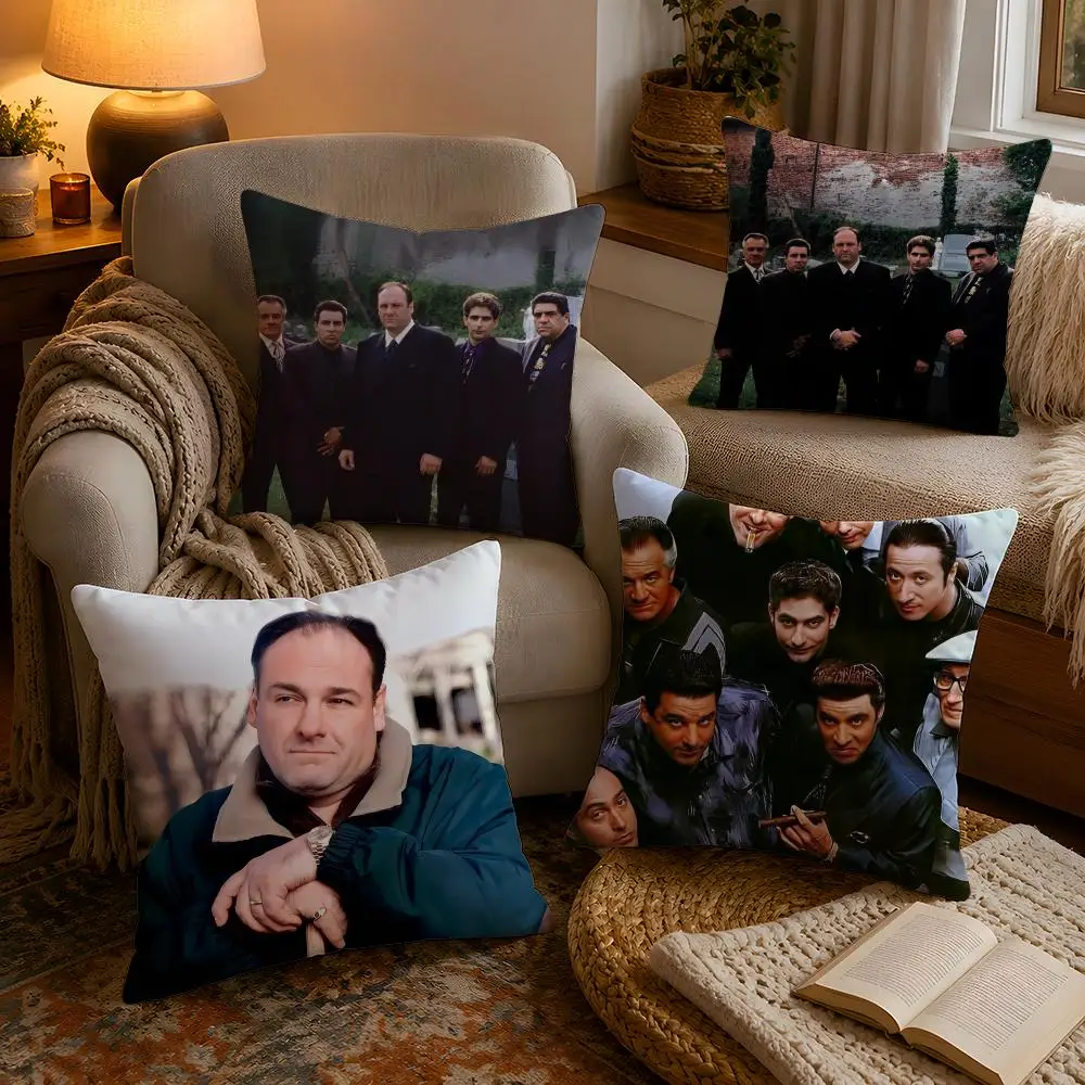 Classic Movie The S-Sopranos Cushion Cover Soft Plush Cushion Cover Double Print And Invisible Zipper For Sofa Home Car Use