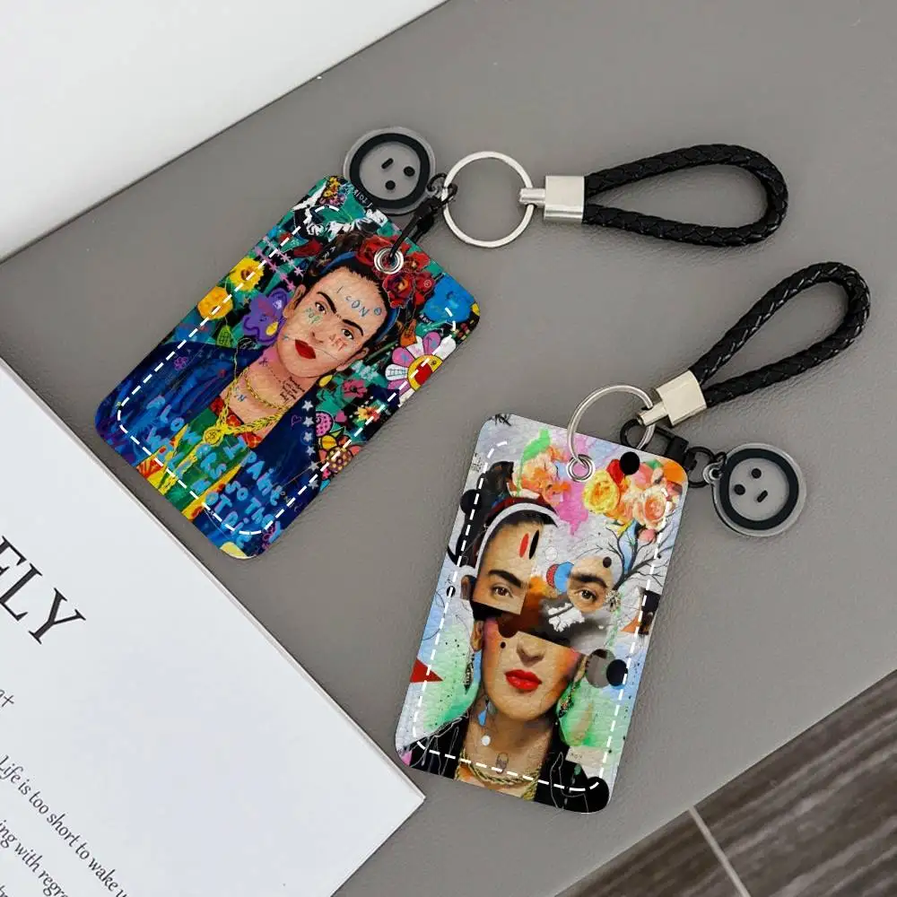 

Canvas Painting Art F-Frida K-Kahlo Card Holde Applicable To Credit Cards Bus Card Rectangular Keychain Protective Cover