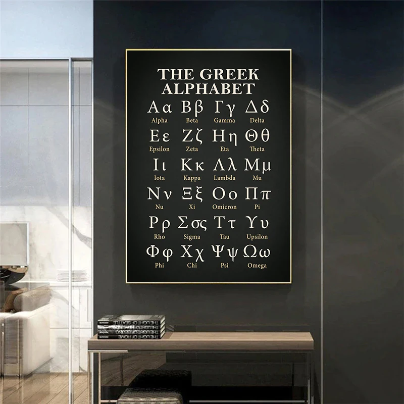 الأبجدية اليونانية رسالة الرياضيات التعليمية ملصق فني صورة قماش اللوحة وطباعة الرياضيات الفصول الدراسية ديكور المنزل غرفة الدراسة #4