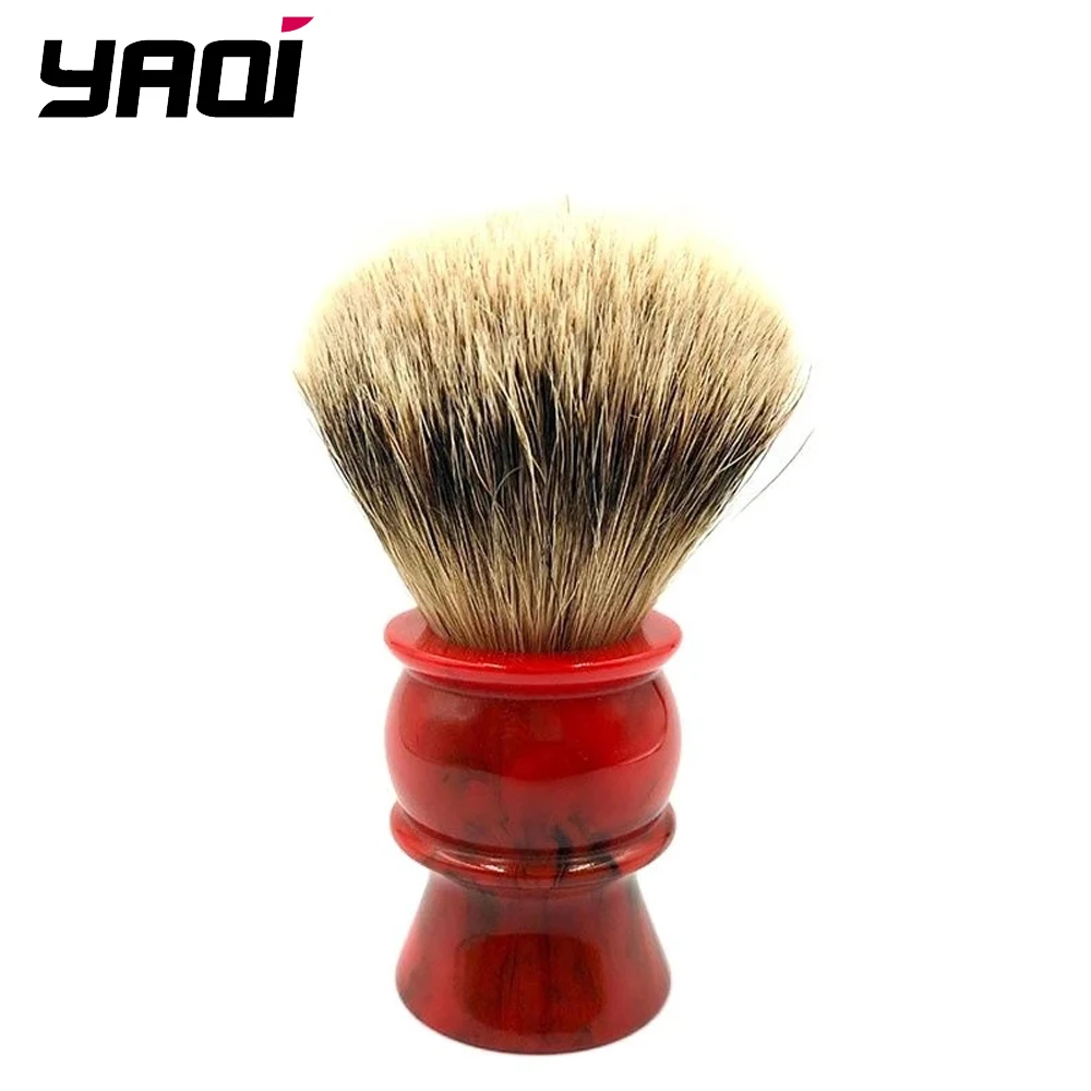 2026-yaqi-24mm-100-silvertip-badger-hair-red-resin-handle-shaving-brushes-for-men