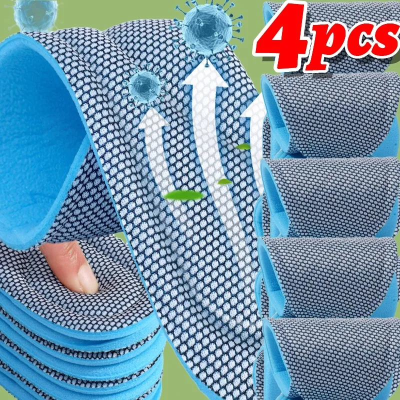 

4pcs Nano Deodorant Insole Soft Memory Foam Orthopedic Men Women Cuttable Insole Sweat Absorption Antibacterial Running Cushion