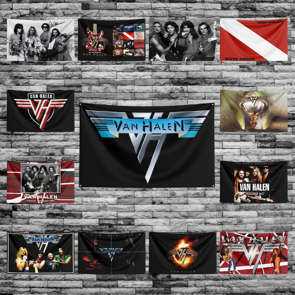 3x5 Ft Van-halens-Rock Band Flag Polyester Digital Printing Banner for Garage Wall Art Out Door Decoration With Brass Grommets