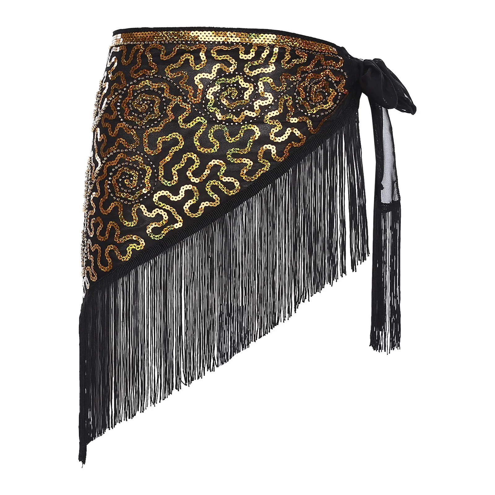 Feminino dança do ventre hip cachecol cinto borlas lantejoulas cintura corrente rendas envoltório saia festival de música palco desempenho mostrar traje