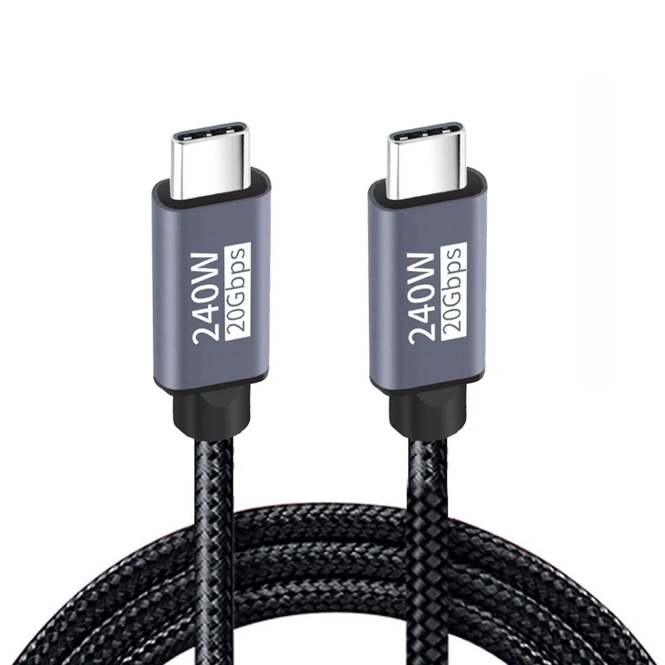 

20Gbps 8K 4K USB C Data Cable for Laptop Docking Hub SSD Mobile Phone Hyper Super Coiled Type-C 240W Fast Charging Cord 1M