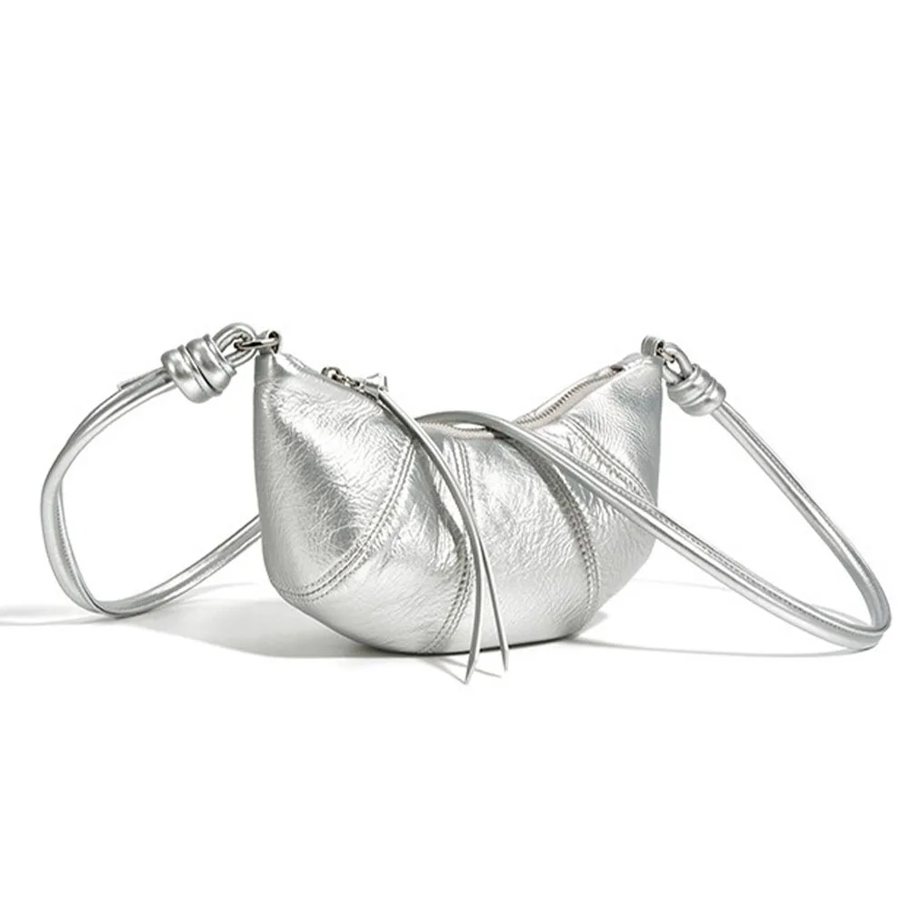 Motingsome Borse da donna in pelle di vacchetta Primavera Mezzaluna Borsa a tracolla con tracolla e portamonete Mini Pouch Fashion Lady Bag 2024