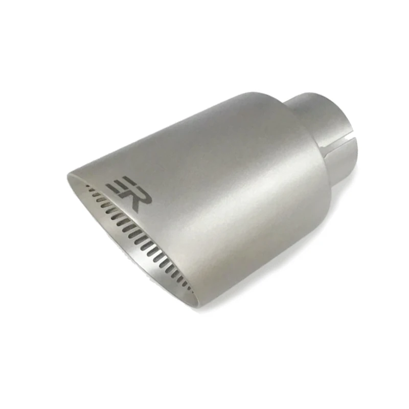 本物のSUMSOO 1個 マット仕上げ304ステンレス鋼ストリップ型穴あきカーマフラーチップ 排気チップシステムパイプ ユニバーサル排気チップ