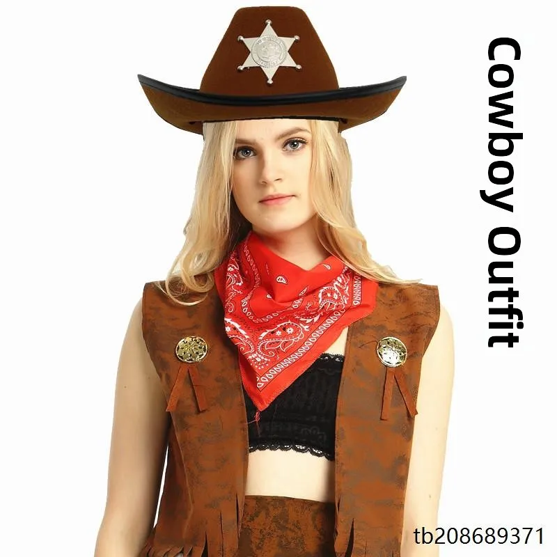ชุดคาวบอยตะวันตกสำหรับเด็ก ชุดเดนิมธีมงานแฟนซี ชุดเวสต์สำหรับการแสดงบนเวที ชุดพื้นเมือง