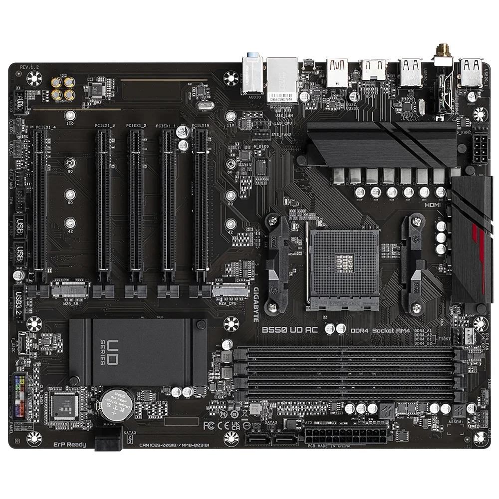 For Gigabyte B550 UD AC Motherboard AMD B550 AM4 DDR4 128GB ATX M.2 NVMe PCIe 4.0 Support Ryzen 5 5600X 5700 CPU