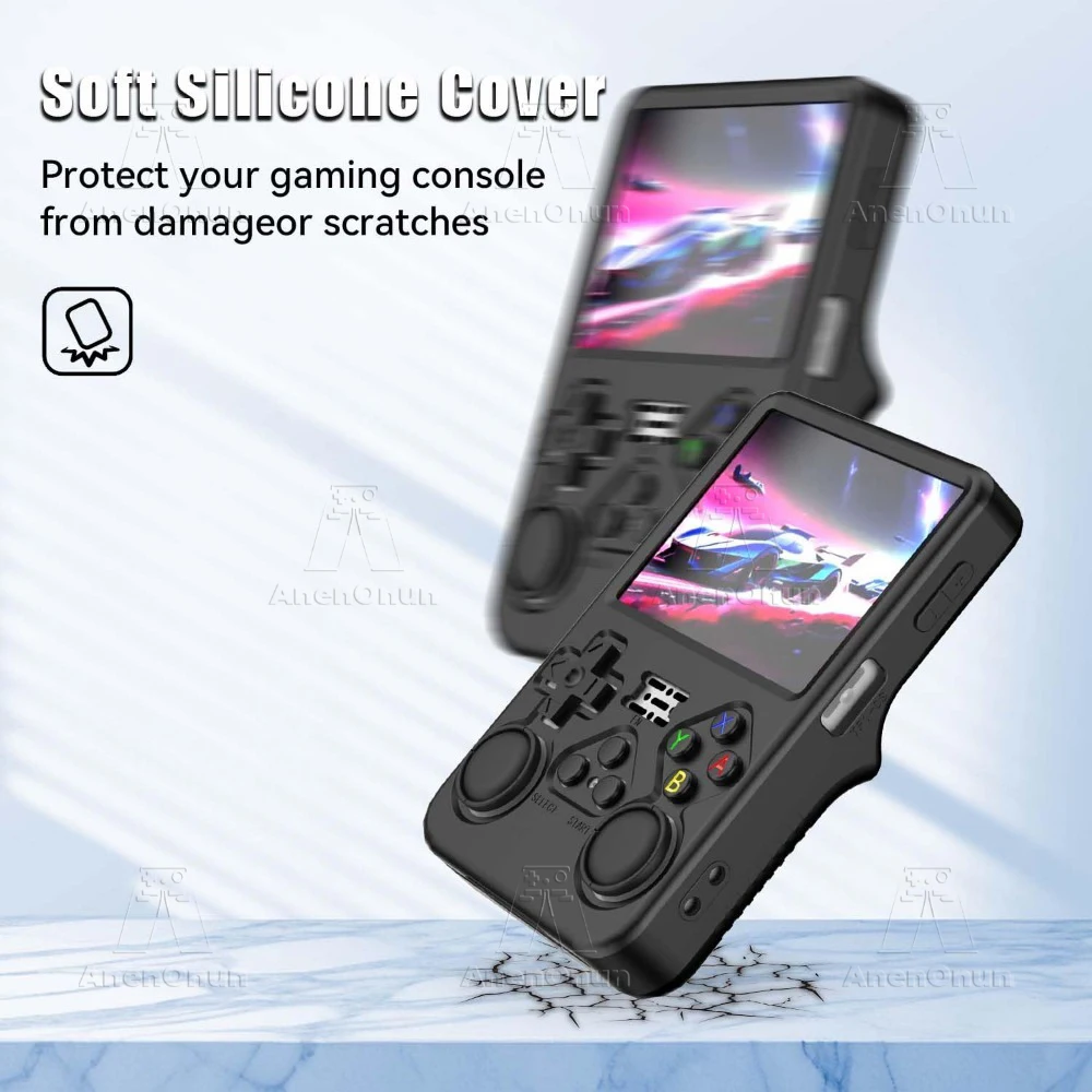 R36S Silicone Protective Case with Lanyard Anti-fall Anti-scratch Anti-slip Soft Shell Full Fit Cover Skin Accessories - Black - Image 4