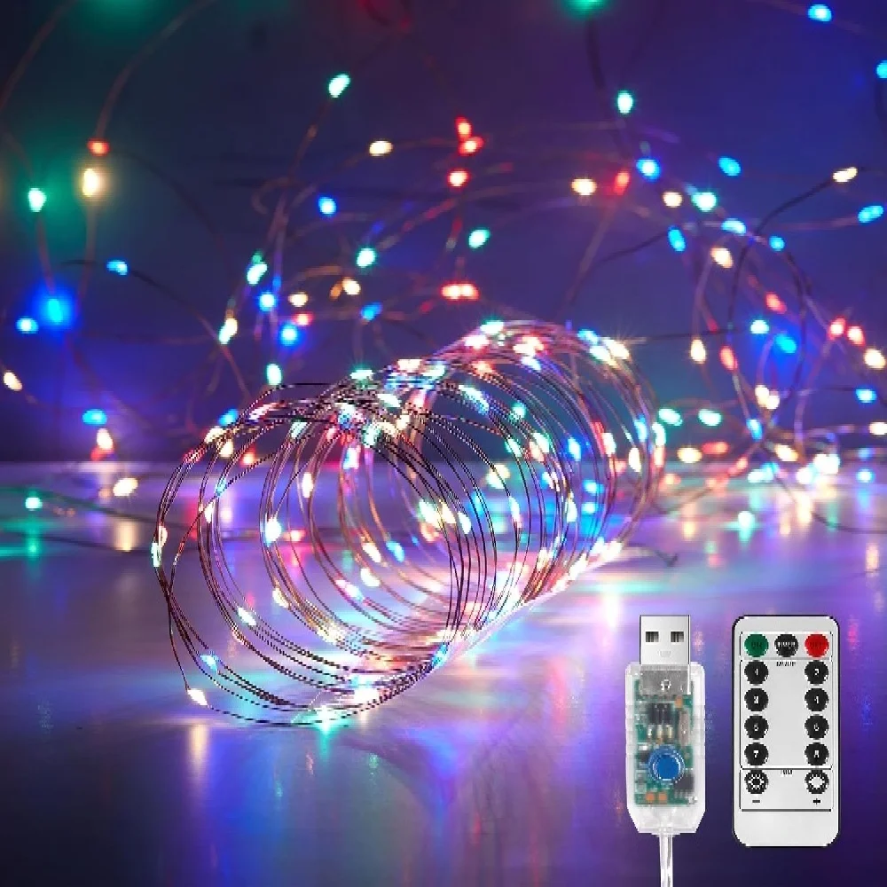 LED Fairy String Lights 200/100/50LED USB Powered 8 Modes or Christmas Tree Halloween Christmas Party Wedding Bedroom Decoration