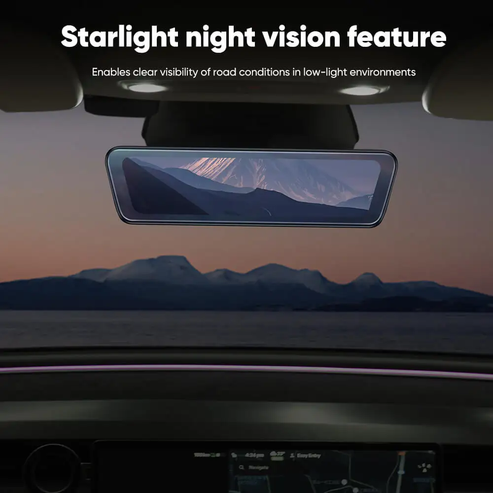 For Tesla Model 3/Y/Highland Advanced Streaming Rearview Mirror with Night Vision Simultaneous Front and Rear View Functionality